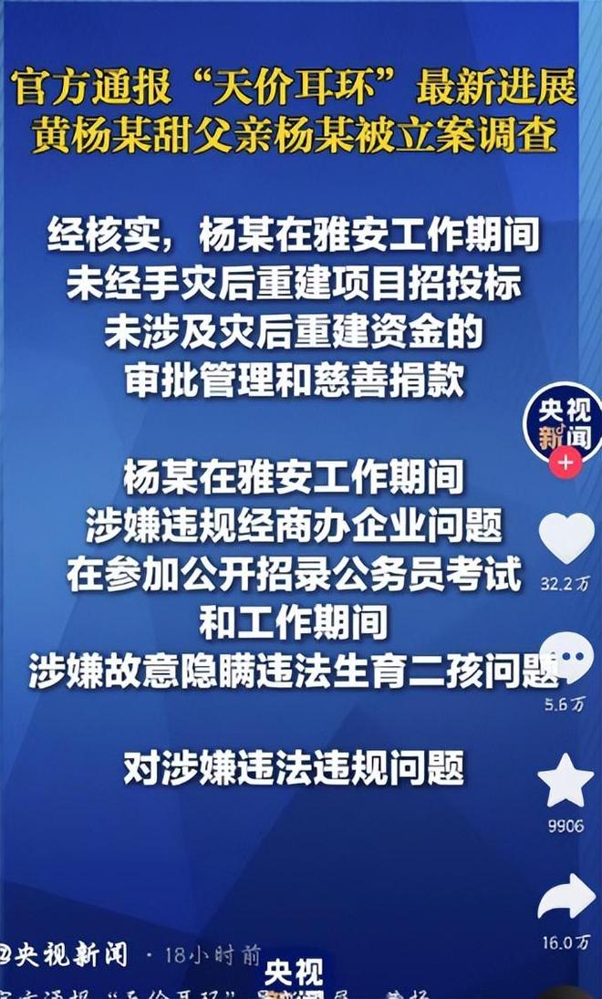 自下场黄杨钿甜父亲被正式立案调查冰球突破豪华版天价耳环风波不断亲(图2)
